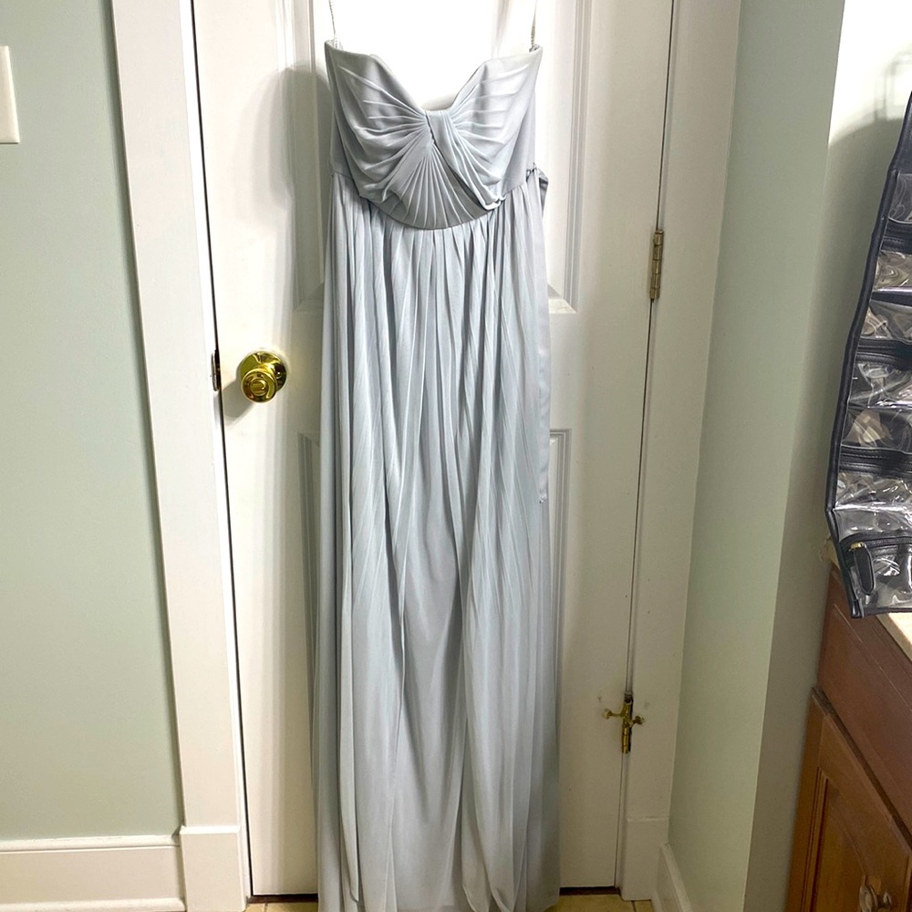 David’s bridal bridesmaid dress. Grayish blue size 4